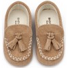 BabyWalker Βαπτιστικά παπούτσια Καστόρινο loafer με φουντάκια Μπεζ MI.1130